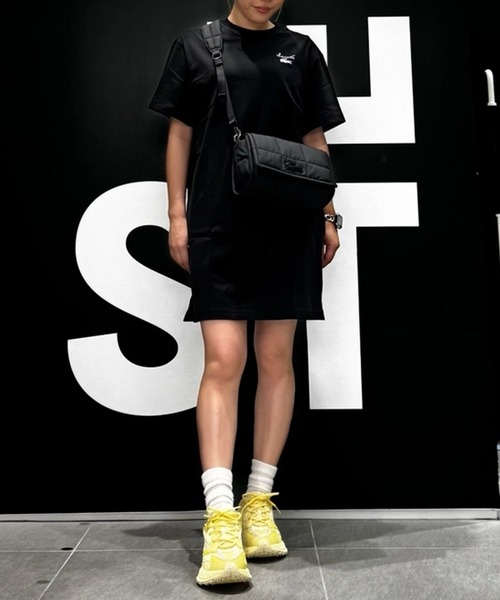 LACOSTEワンピース LACOSTE シャツワンピース ドルマンスリーブ鹿の子地ドレス
