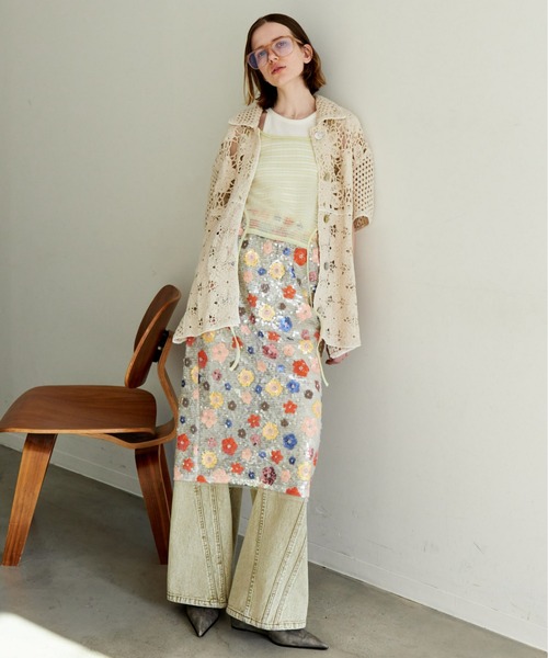 MAISON SPECIAL スカート Colorful Flower Sequin Skirt