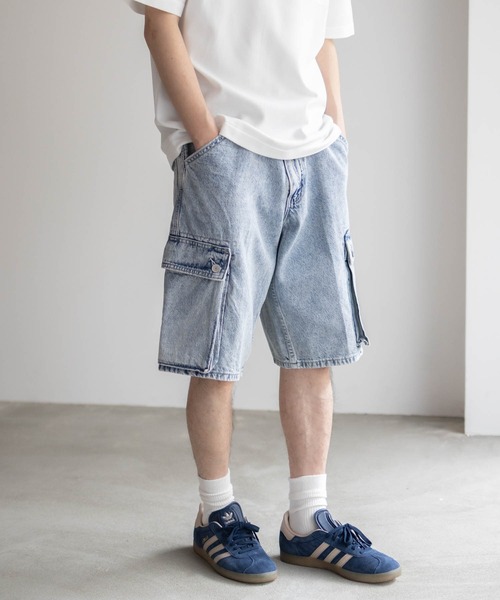 【関税込み】SLVRLAKE ブルー Baggy Grace デニムショートパンツ SLVRLAKE: ブルー Baggy Grace デニムショートパンツ | SSENSE 日本