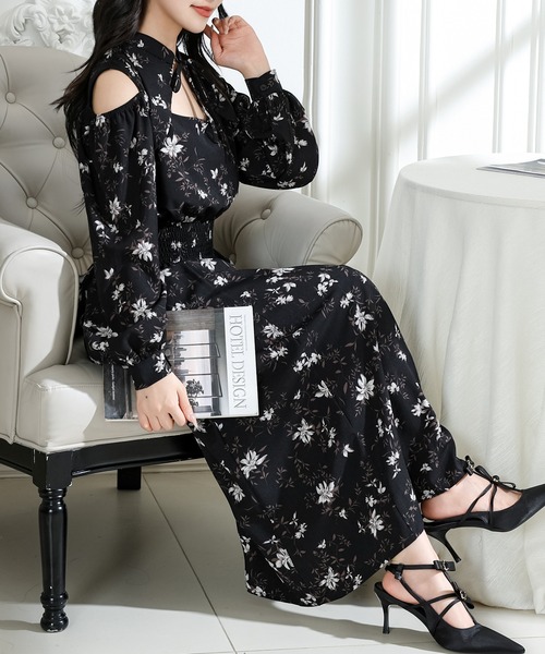 Lace Ladies（レースレディース） ワンピース 花柄 襟付き オフショル