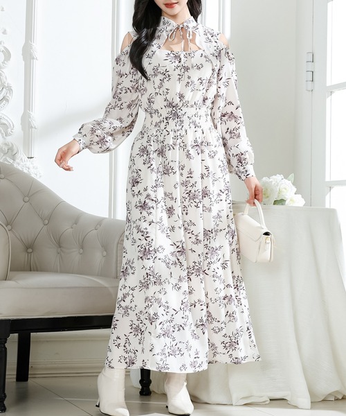 Lace Ladies（レースレディース） ワンピース 花柄 襟付き オフショル