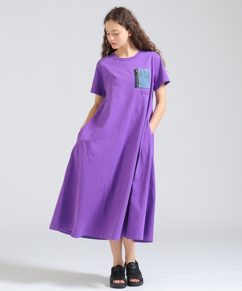 AVIREX（アヴィレックス） ワンピース 半袖 DENIM POCKET FLARE