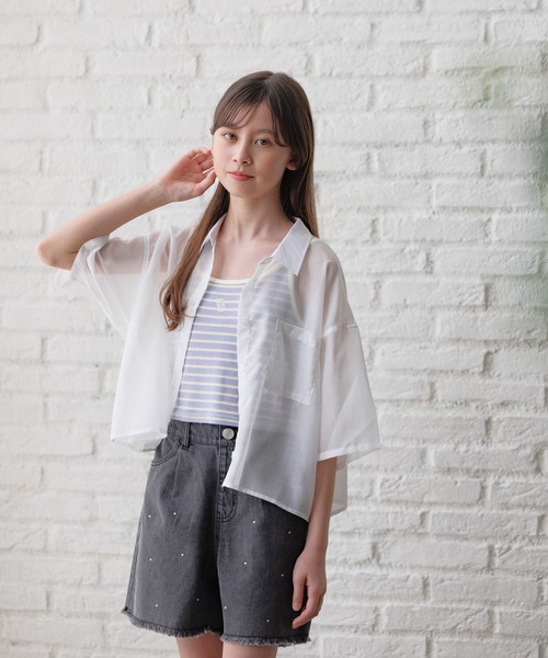 クロッチ付ブラウス GLOBAL WORK ブラウス シャツ イージーDRYシアーシャツ半袖