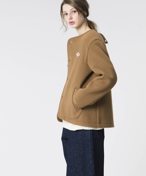 DANTON コート　ジャケット　キャメル　36 Danton（ダントン） ノーカラージャケット 36 キャメル レディース