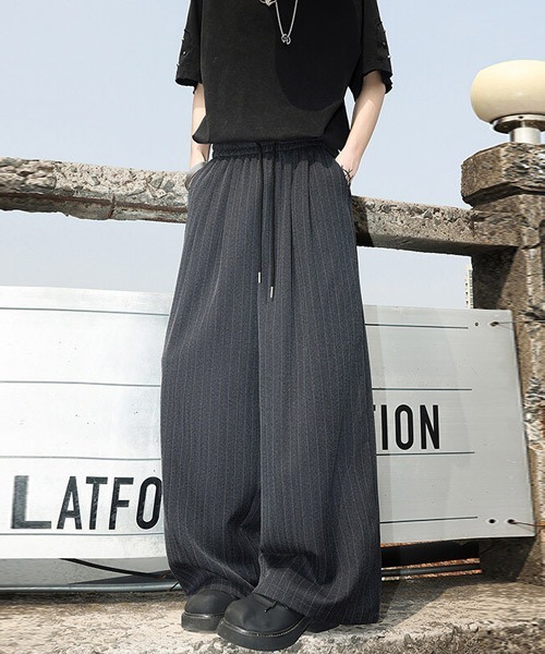 Ressaca（レサーカ） スラックス ストライプ柄タックワイドスラックス