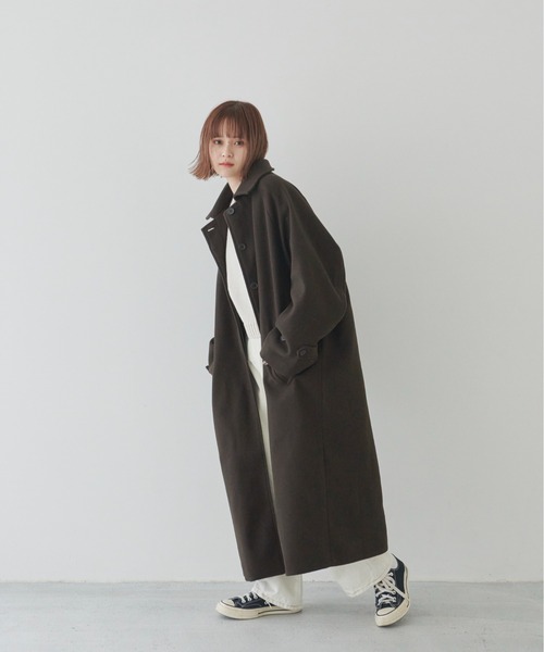 「flaner」 ステンカラーコート FREE ダークブラウン レディース_画像2