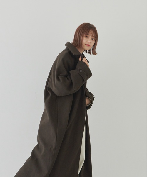 「flaner」 ステンカラーコート FREE ダークブラウン レディース_画像5