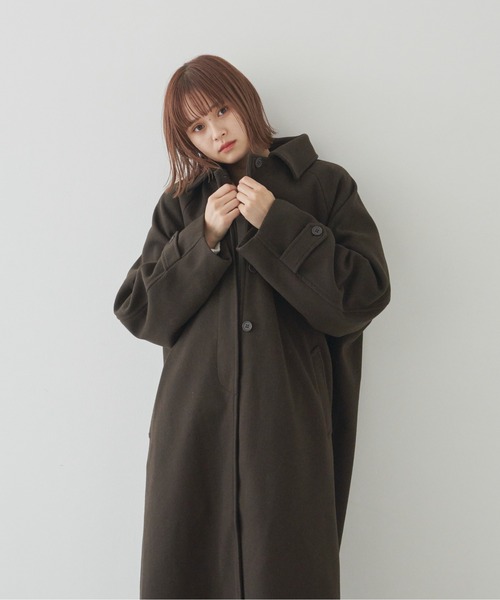 flaner ステンカラーコート FREE ダークブラウン レディース
