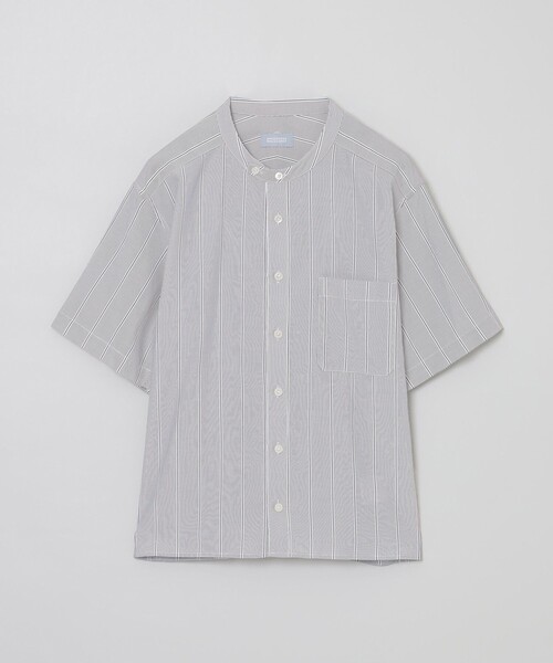 ブラウス シャツ GREY LABEL ストライプバンドカラー半袖シャツ レディース
