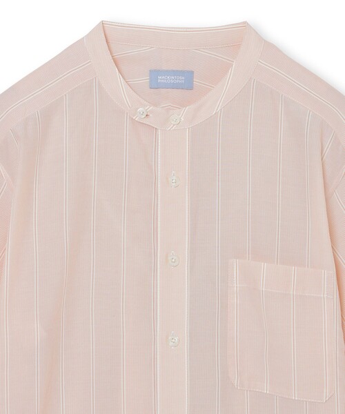 ブラウス シャツ GREY LABEL ストライプバンドカラー半袖シャツ レディース MACKINTOSH PHILOSOPHY ブラウス シャツ GREY LABEL ストライプ