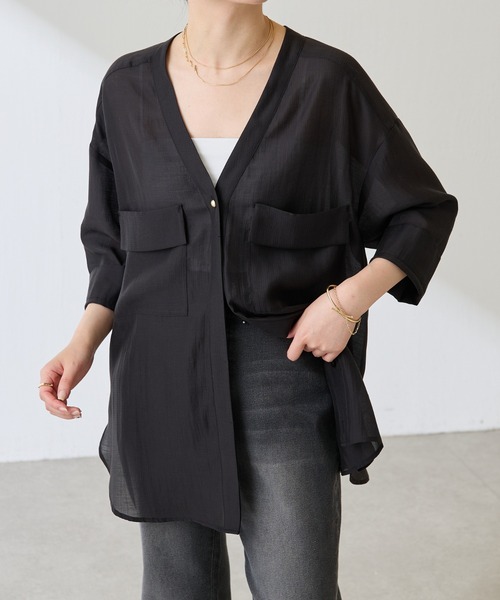 COLLAGE GALLARDAGALANTE シアーシャツ COLLAGE GALLARDAGALANTE ブラウス シャツ Q.anos/バックボタン