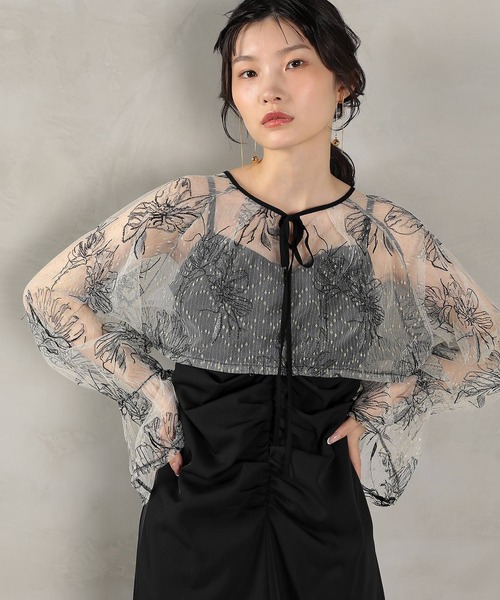 フラワー レース ボレロ ギャザー ワンピース オケージョンドレス 2点セット Kana ドレス フラワー レース ボレロ ギャザー ワンピース
