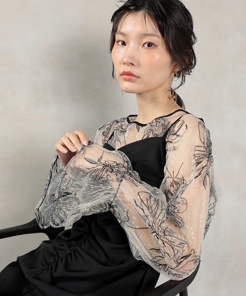 Kana ドレス フラワー レース ボレロ ギャザー ワンピース