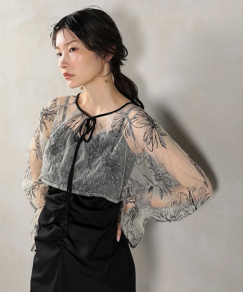 Kana ドレス フラワー レース ボレロ ギャザー ワンピース