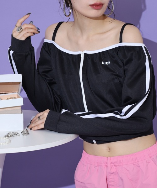 ★大人気★NERDY★オフショルダー トラックトップ★日本未入荷★ NERDY ジャージ オフショルダーニューヨークトラックトップ