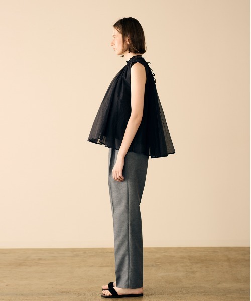 Marilyn Moon ブラウス シャツ sheer starched cotton gather