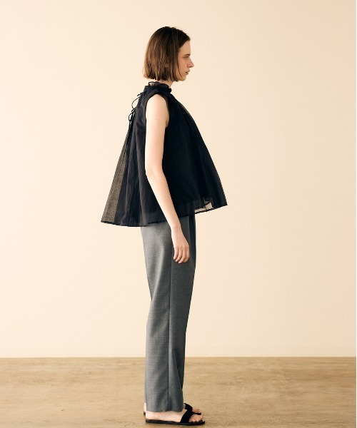 Marilyn Moon ブラウス シャツ sheer starched cotton gather