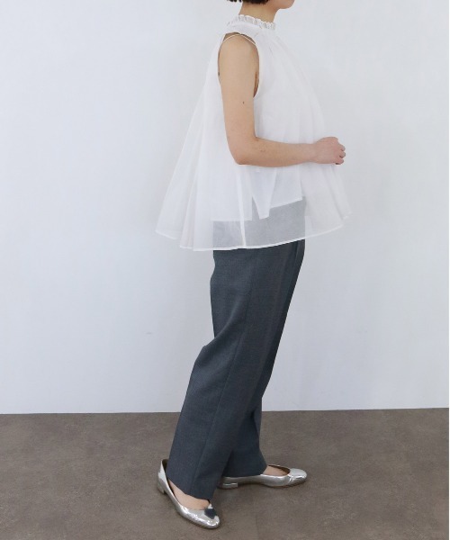 Marilyn Moon ブラウス シャツ sheer starched cotton gather