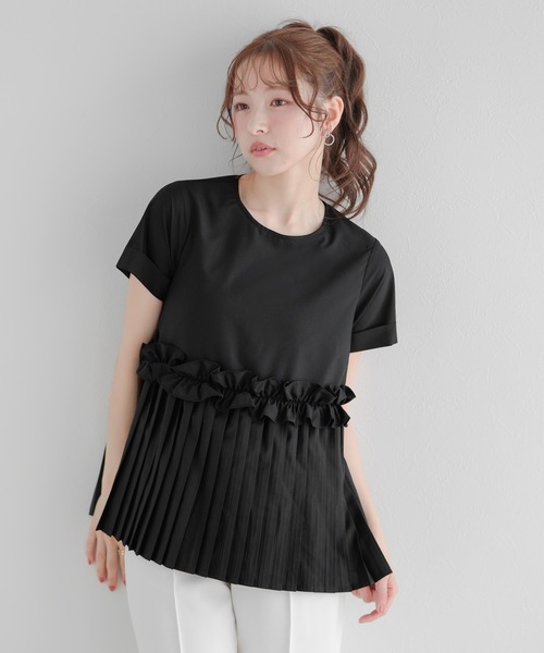 Fit more（フィットモア） ブラウス シャツ 夏 半袖 プリーツフリル