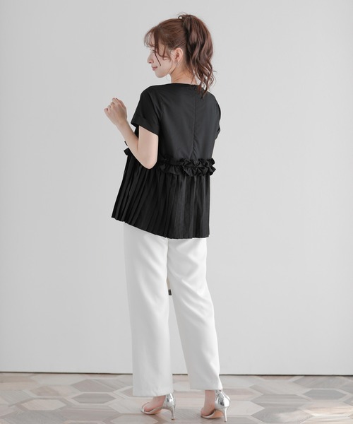 Fit more（フィットモア） ブラウス シャツ プリーツフリルシャツ袖 