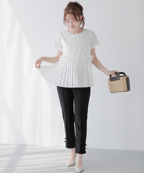 Fit more（フィットモア） ブラウス シャツ プリーツフリルシャツ袖 