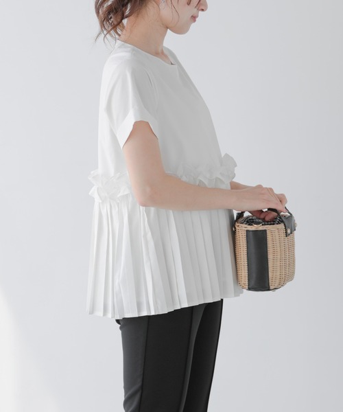 Fit more（フィットモア） ブラウス シャツ プリーツフリルシャツ袖 