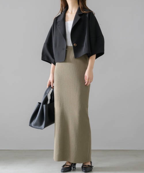 「NEUNA」 ニットスカート SMALL グレイッシュベージュ レディース_画像2