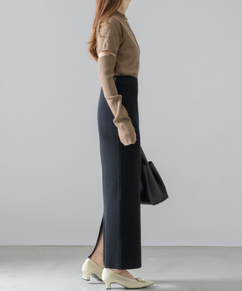 「NEUNA」 ニットスカート SMALL グレイッシュベージュ レディース_画像3