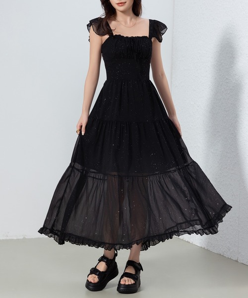 DAY CLOSET ワンピース レディース きれいめシャーリング×フリルバック