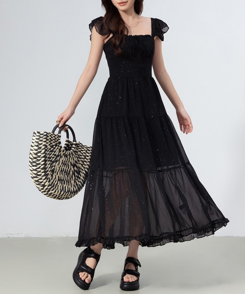DAY CLOSET ワンピース レディース きれいめシャーリング×フリルバック