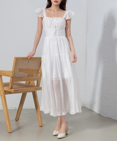 DAY CLOSET ワンピース 夏 半袖 レディース きれいめシャーリング