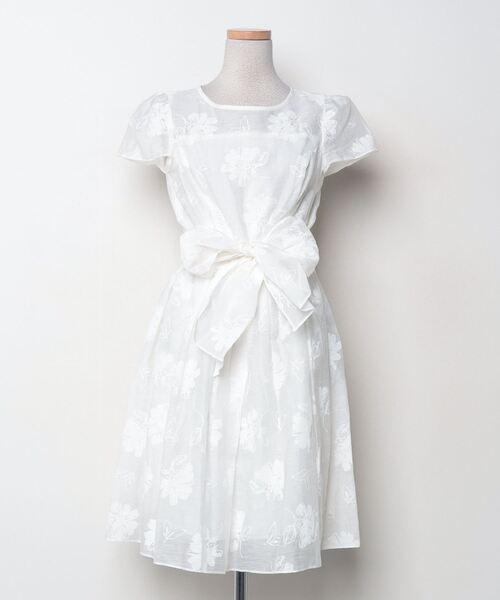 M'S GRACY 半袖ワンピース 38サイズ M'S GRACY 「M'S GRACY」 花柄半袖ワンピース 38 ホワイト