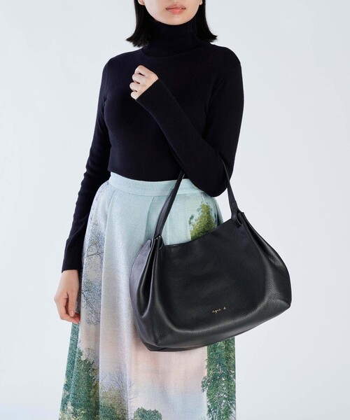 極美品 アニエスベー 38,500円 大容量 レザートートバッグ agnes b.（アニエスベー） トートバッグ レザー ラージ トートバッグ