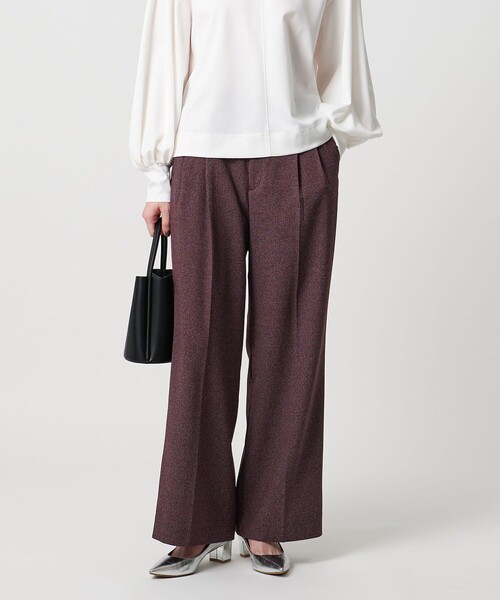 新品UNITED ARROWSパンツ UNITED ARROWS パンツ 2タック メランジ ワイド ‐ウォッシャブル