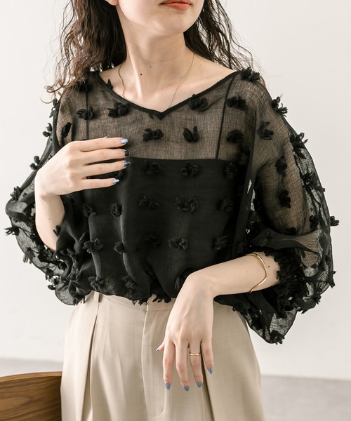 「mystic」 7分袖ブラウス FREE ベージュ レディース_画像3