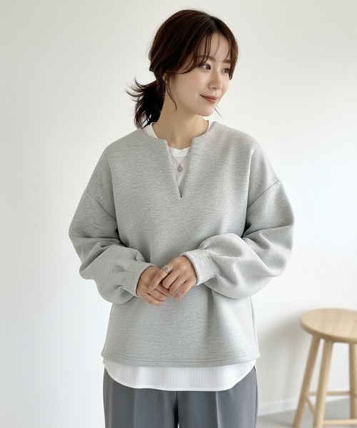 Lateru トレーナー スウェット レディース V ネックダンボールトップス