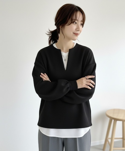 Lateru トレーナー スウェット レディース V ネックダンボールトップス