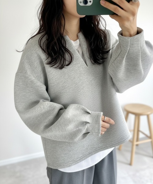 【オシャレ☆why not】グレー　Vネック トレーナー 3rdSpring（サードスプリング）の「NANING9 Vネックトレーナー