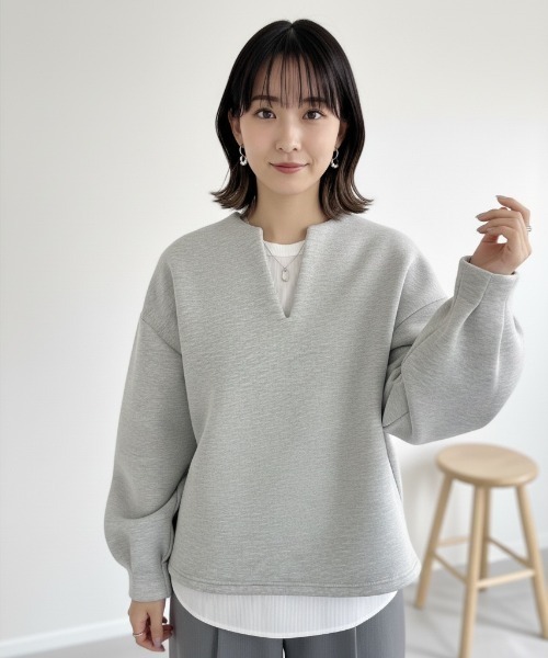 Lateru トレーナー スウェット レディース V ネックダンボールトップス