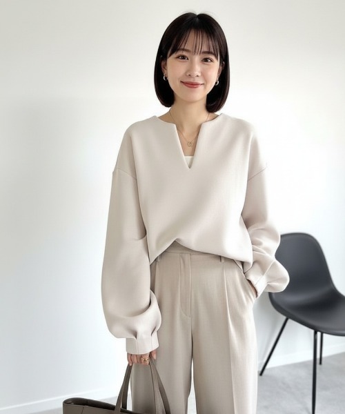 Lateru トレーナー スウェット レディース V ネックダンボールトップス