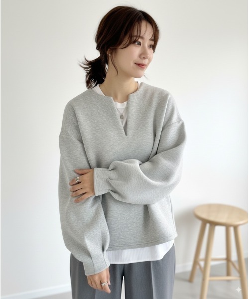 Lateru トレーナー スウェット レディース V ネックダンボールトップス