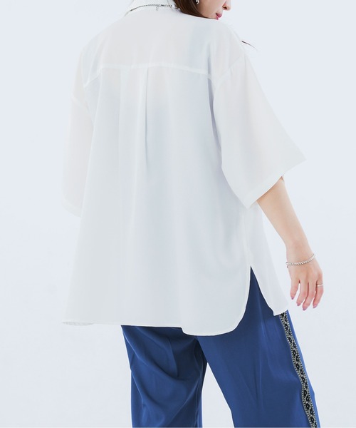 「Ellno Loset」 半袖シャツ MEDIUM チャコールグレー メンズ_画像2