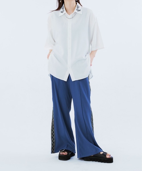 「Ellno Loset」 半袖シャツ MEDIUM チャコールグレー メンズ_画像3