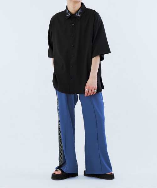 「Ellno Loset」 半袖シャツ MEDIUM チャコールグレー メンズ_画像7
