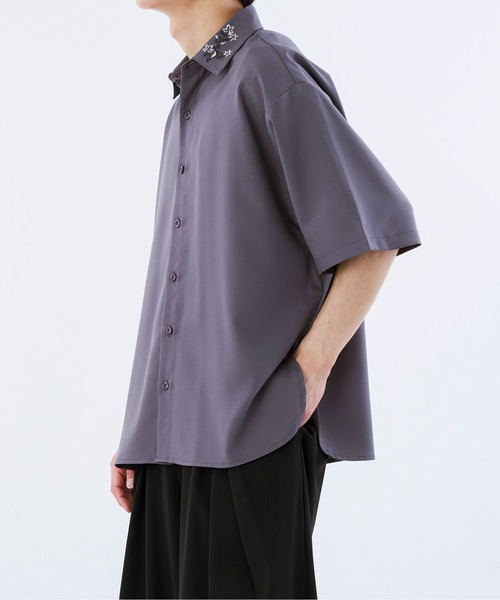 「Ellno Loset」 半袖シャツ MEDIUM チャコールグレー メンズ_画像9