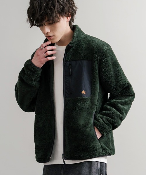 新品 ラッセルノ マイクロ ボアフリース ブルゾン ブラック L LOGOS（ロゴス） ブルゾン アウター 裏地付きシャギーボアフリース