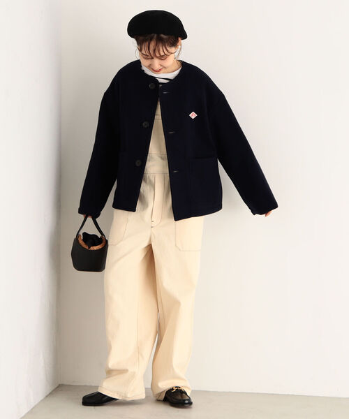 Danton（ダントン） ノーカラージャケット 38 オリーブ レディース