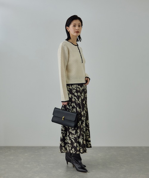 ROPE'（ロペ） ニット セーター カシミヤ混 透かし柄バイカラーニット