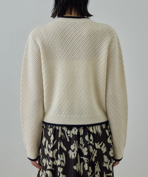 ROPE'（ロペ） ニット セーター カシミヤ混 透かし柄バイカラーニット