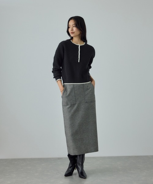 ROPE'（ロペ） ニット セーター カシミヤ混 透かし柄バイカラーニット